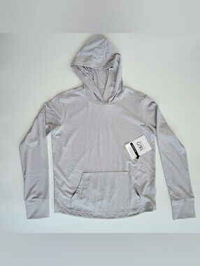 Athleta Girl UpTempo Hooded Top Large 12 Gray Hoodie Kangaroo Pockets NEW